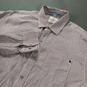 Tommy Bahama Island Crafted Mens Large Striped Button Down Shirt Long Sleeve